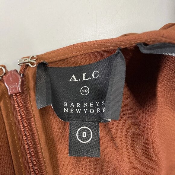 A.L.C. Women’s Pleated Grommet Detail Dress Size 0 Brown - Picture 10 of 10